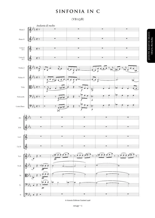 Artaria AE149 Kraus Sinfonia C-Dur Noten