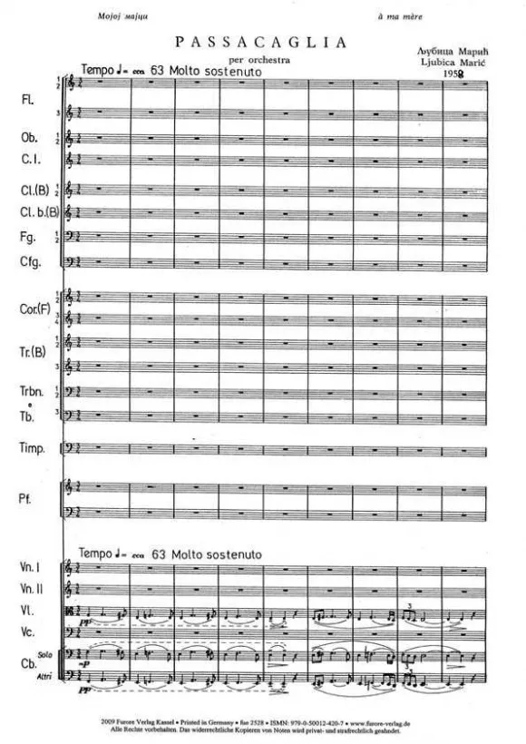 Furore Edition Passacaglia Partitur für Sinfonieorchester