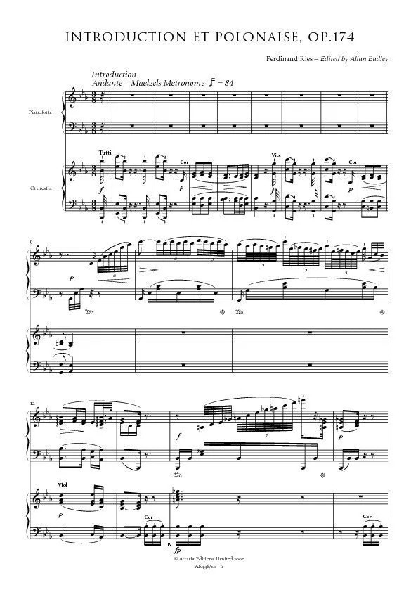 Artaria Ries Introduction Polonaise op. 174 AE446 Noten