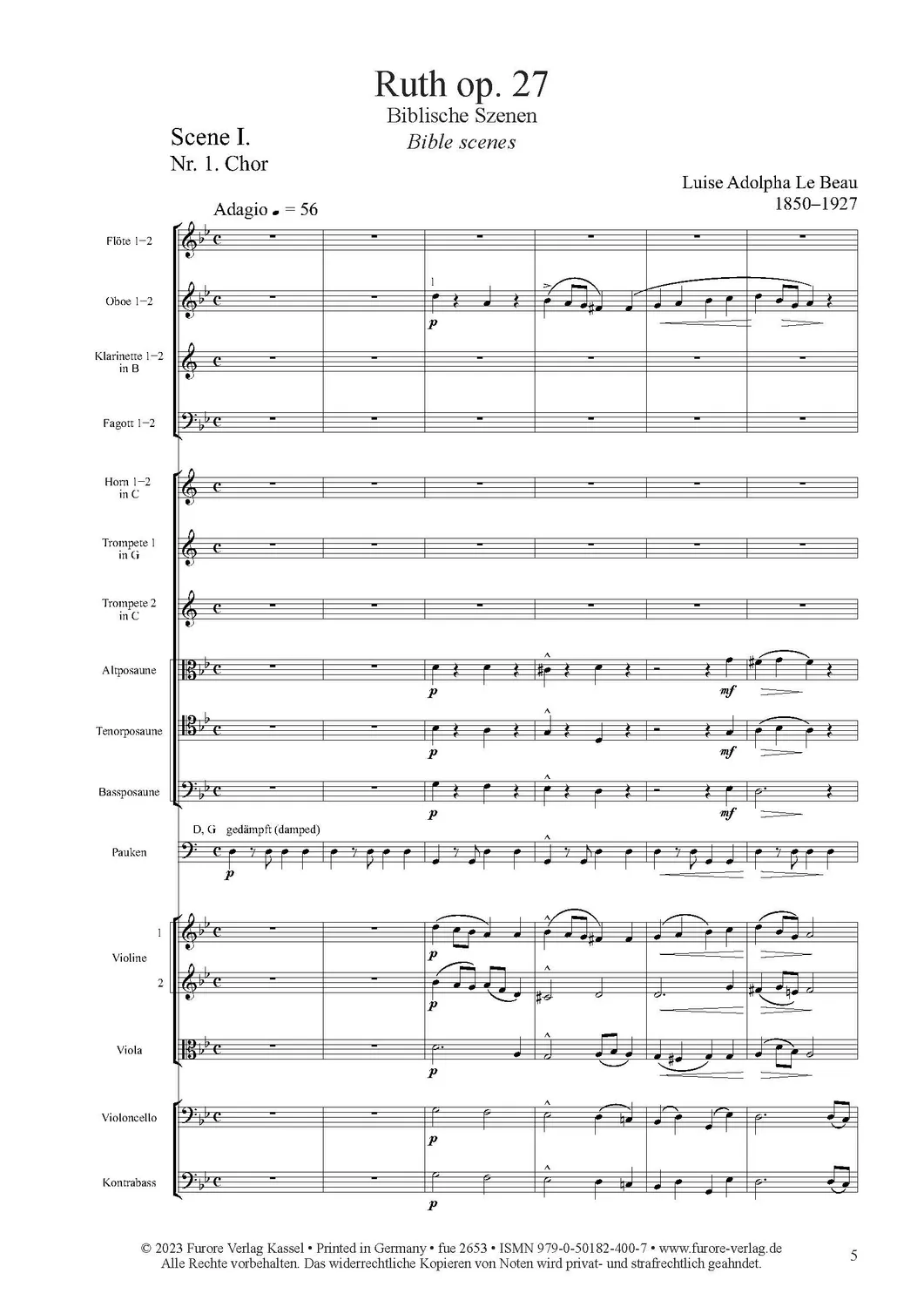 Furore Edition Ruth op. 27 Oratorium Noten Soli Chor Orchester