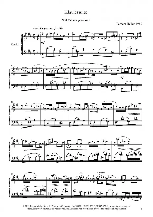 Furore Edition Klaviersuite für Klavier