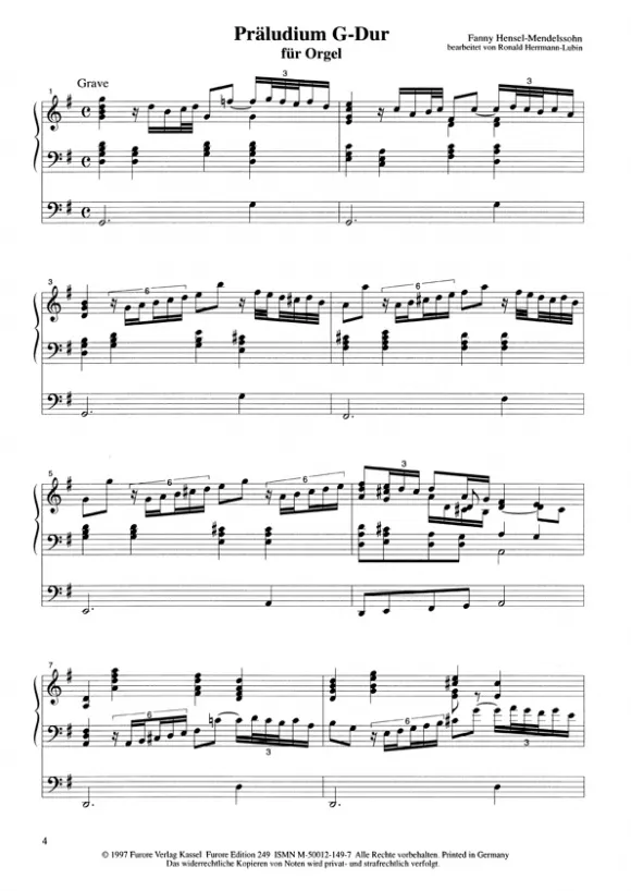 Furore Edition Prelude G Major Orgelpartitur
