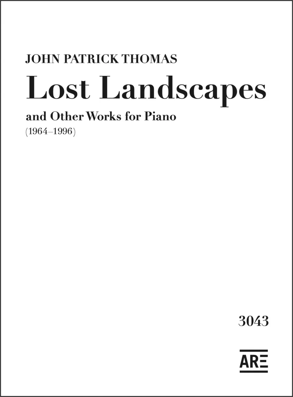 Are Musik Verlag Lost Landscapes Klaviernoten 1964-1996