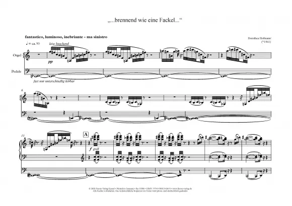 Furore Brennend wie eine Fackel Orgel solo Noten 9'