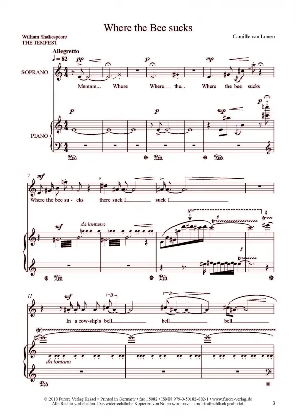 Furore Edition A Shakespeare Cycle of Scenic Songs Noten für Stimme und Klavier