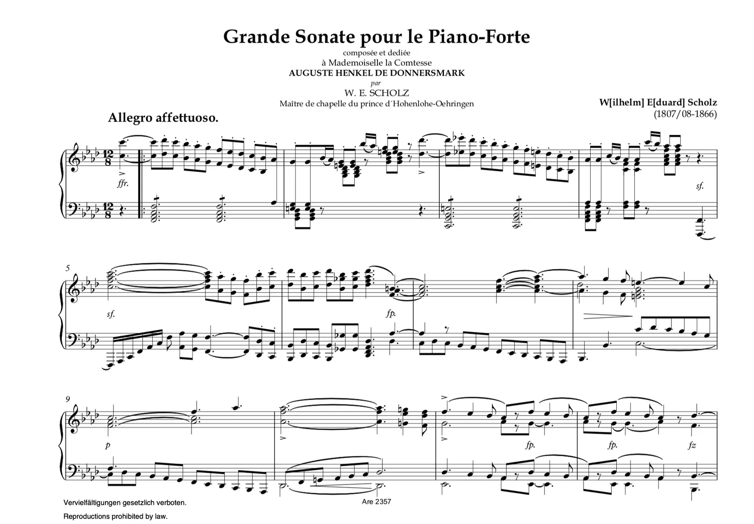 Are Musik Verlag Scholz Grande Sonate Klaviernoten 1839