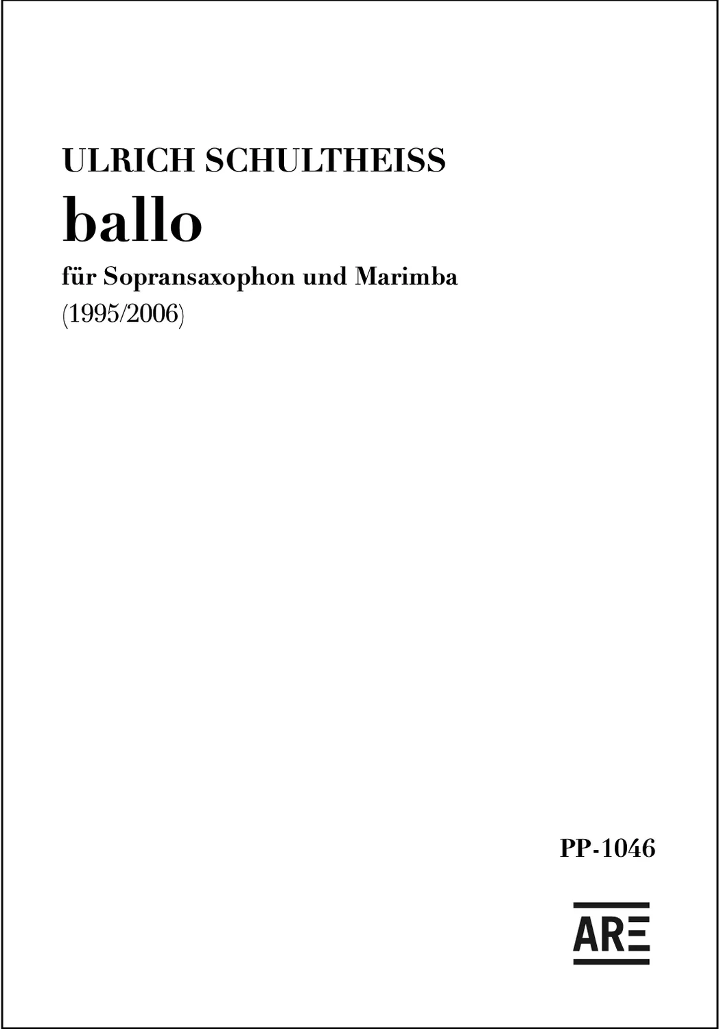 Are Musik Verlag Schultheiss ballo Noten