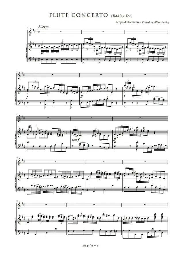 Artaria AE144 Hofmann Flötenkonzert D-Dur Klavierauszug Solo