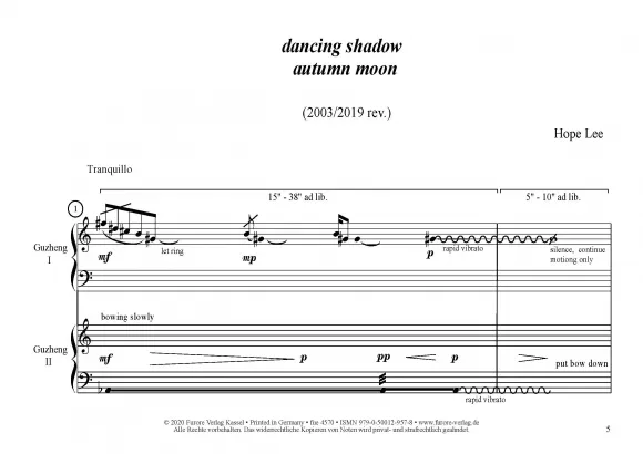 Furore Edition dancing shadow autumn moon Partitur für zwei Guzhengs