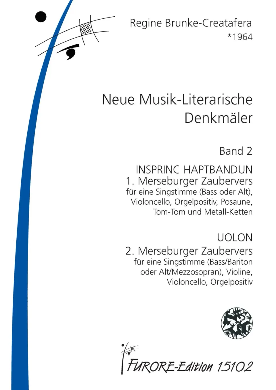 Furore Edition Neue Musik-Literarische Denkmäler Band 2 Partitur und Stimmen