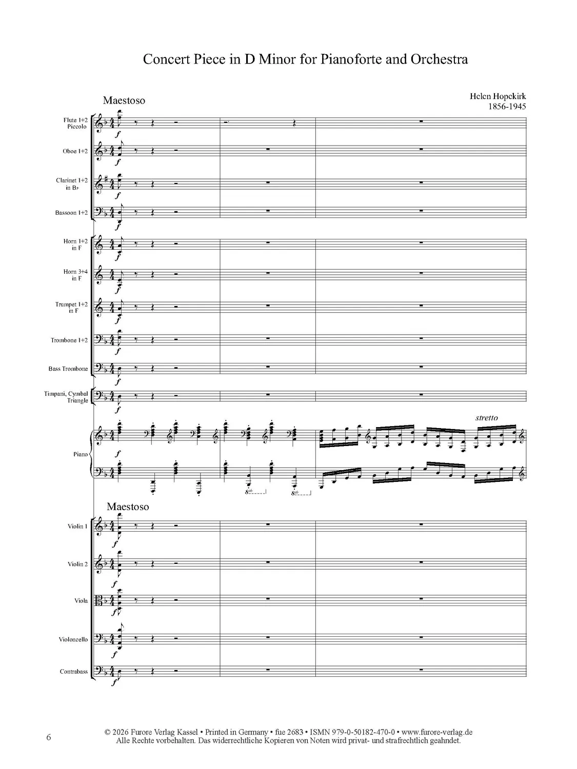 Furore Edition Concert Piece in D Minor Konzertstück Klavier und Orchester