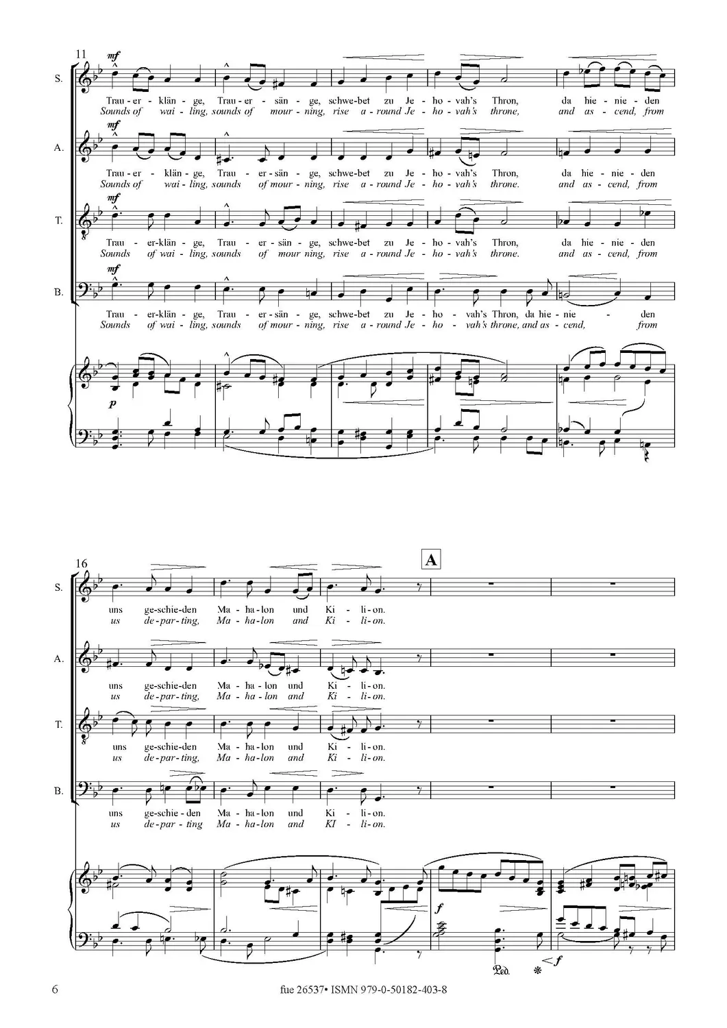 Furore Edition Ruth op. 27 Biblische Szenen Klavierauszug