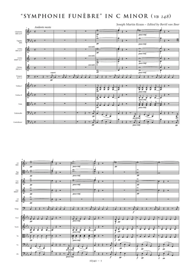 Artaria Kraus Symphonie funebre c-moll VB 148 Partitur