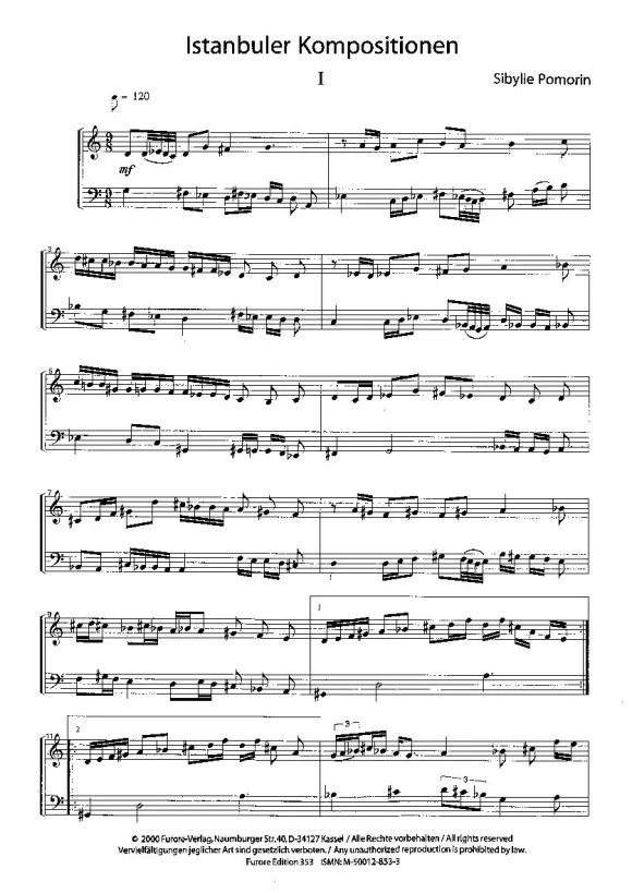 Furore Edition Istanbuler Kompositionen Noten Violine Violoncello
