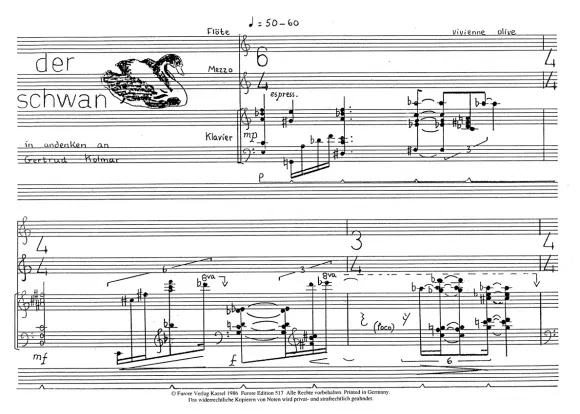 Furore Edition Der Schwan Noten Mezzosopran FloÖte Klavier