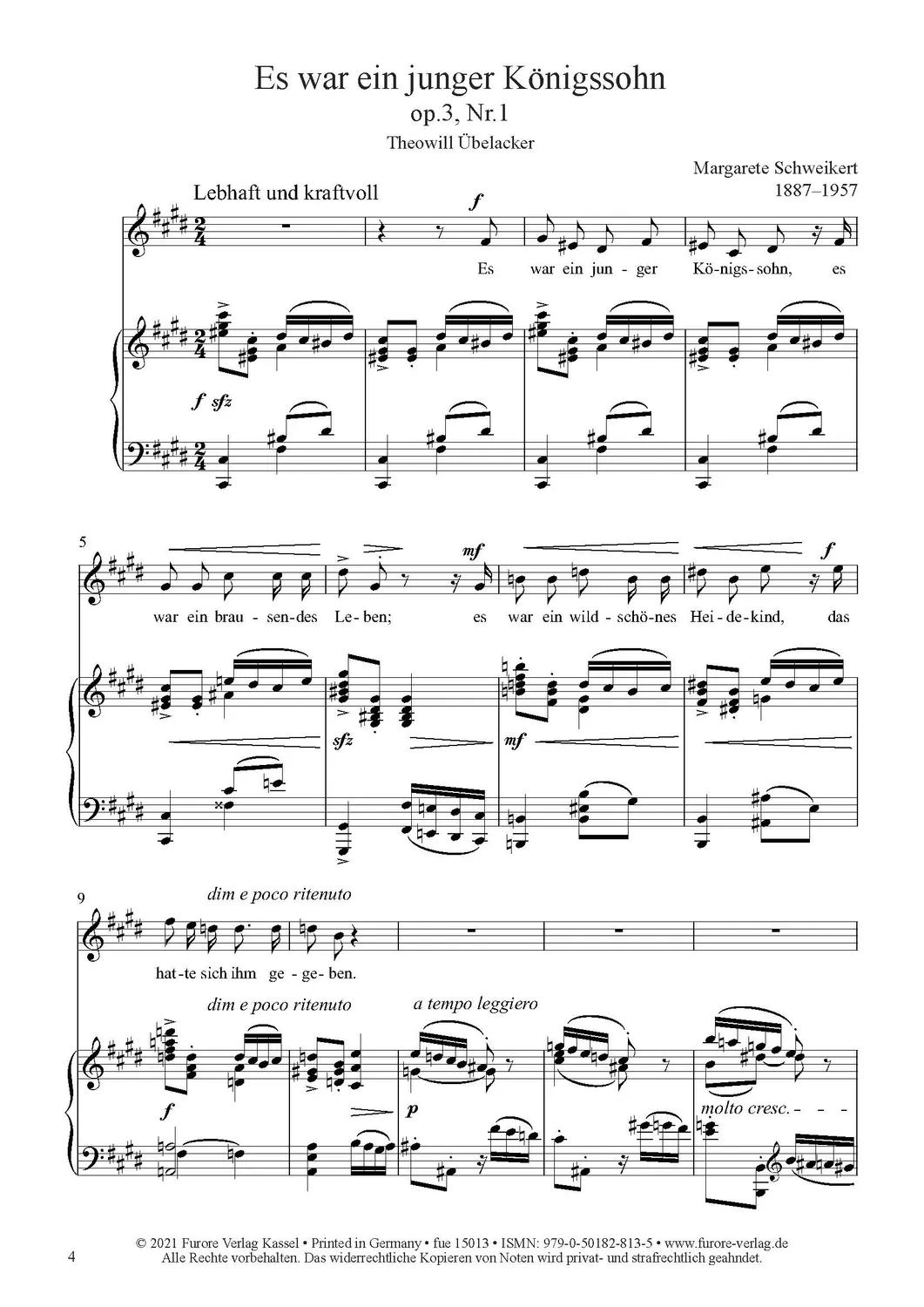 Furore Edition Sechs Lieder op. 3 Lieder