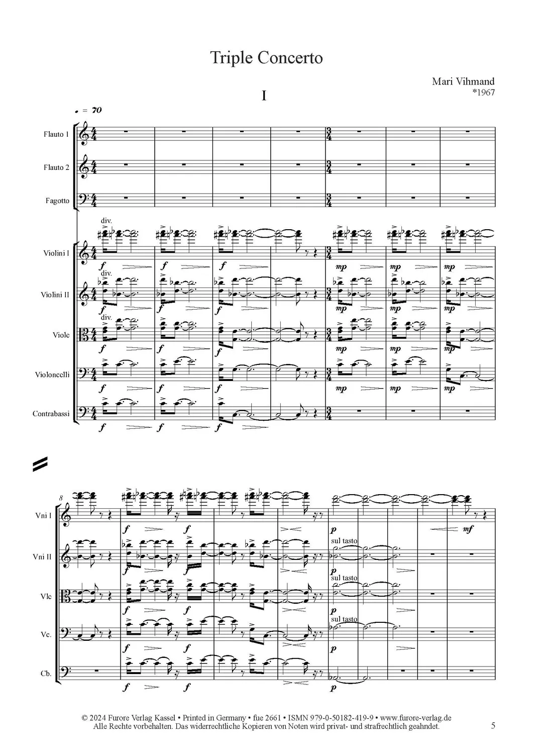 Furore Edition Triple Concerto Partitur für 2 Flöten und Fagott