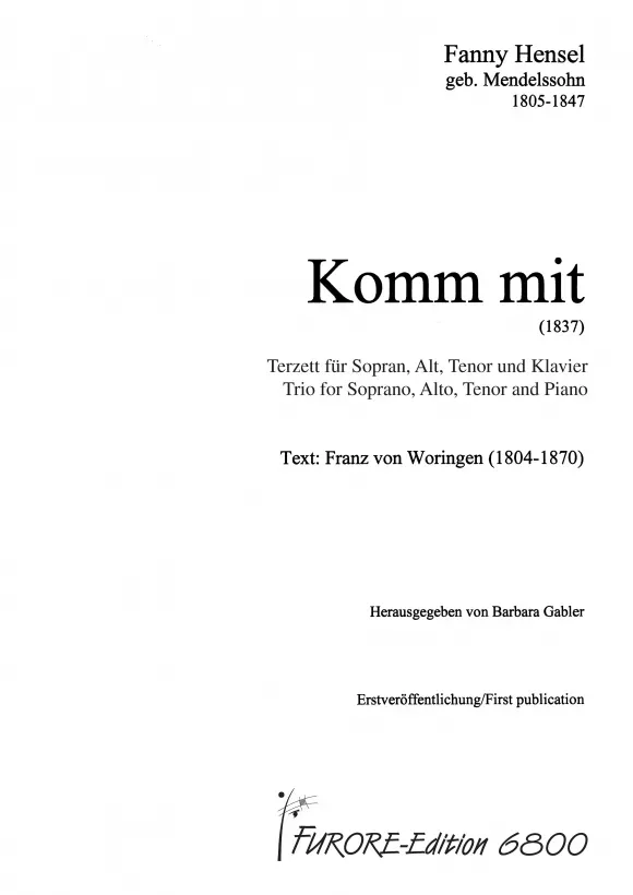 Furore Edition Fanny Hensel Komm mit Trio S/A/T Klavier