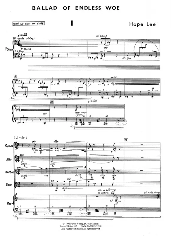 Furore Edition Ballad of endless woe Partitur Vokalquartett Klavier