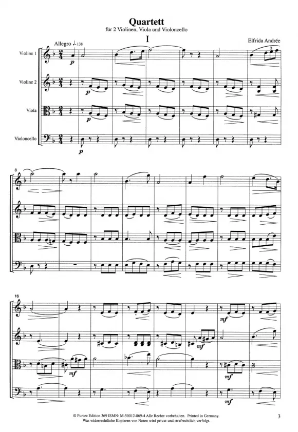 Furore Edition Streichquartett d-minor Partitur Stimmen