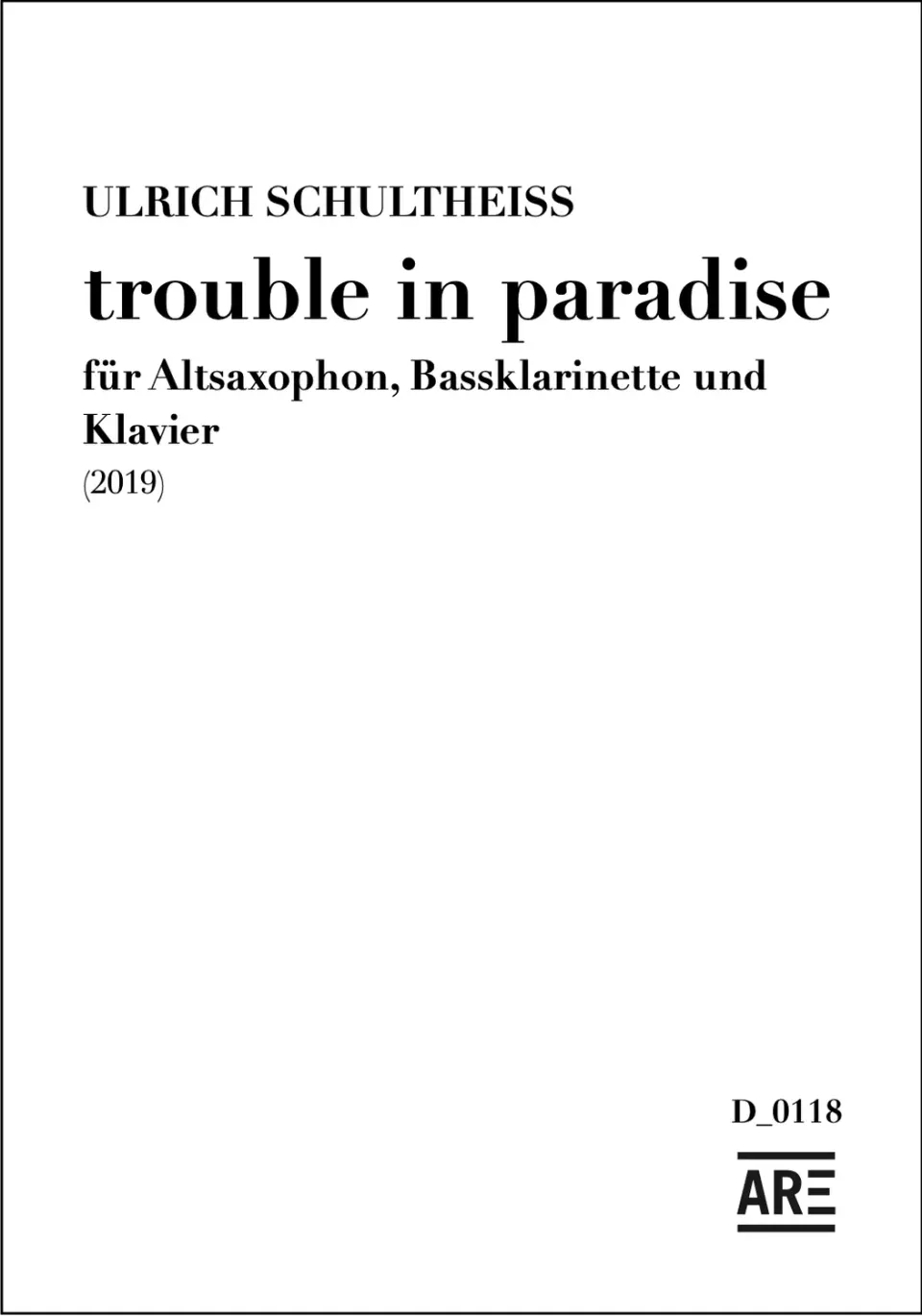 Are Musik Verlag Schultheiss trouble in paradise Trio Noten