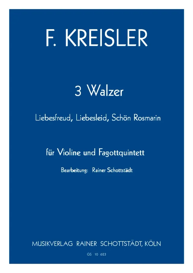 Musikverlag Rainer Schottstädt 3 Walzer Liebesfreud Noten Vl 4Fg Kfg