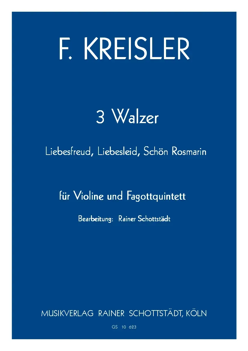 Musikverlag Rainer Schottstädt 3 Walzer Liebesfreud Noten Vl 4Fg Kfg