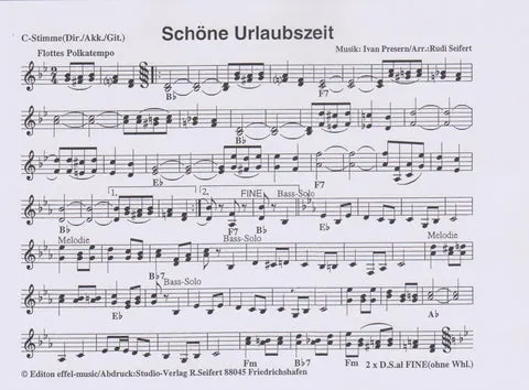 Studio-Verlag Rudi Seifert Schöne Urlaubszeit Noten B-Ware