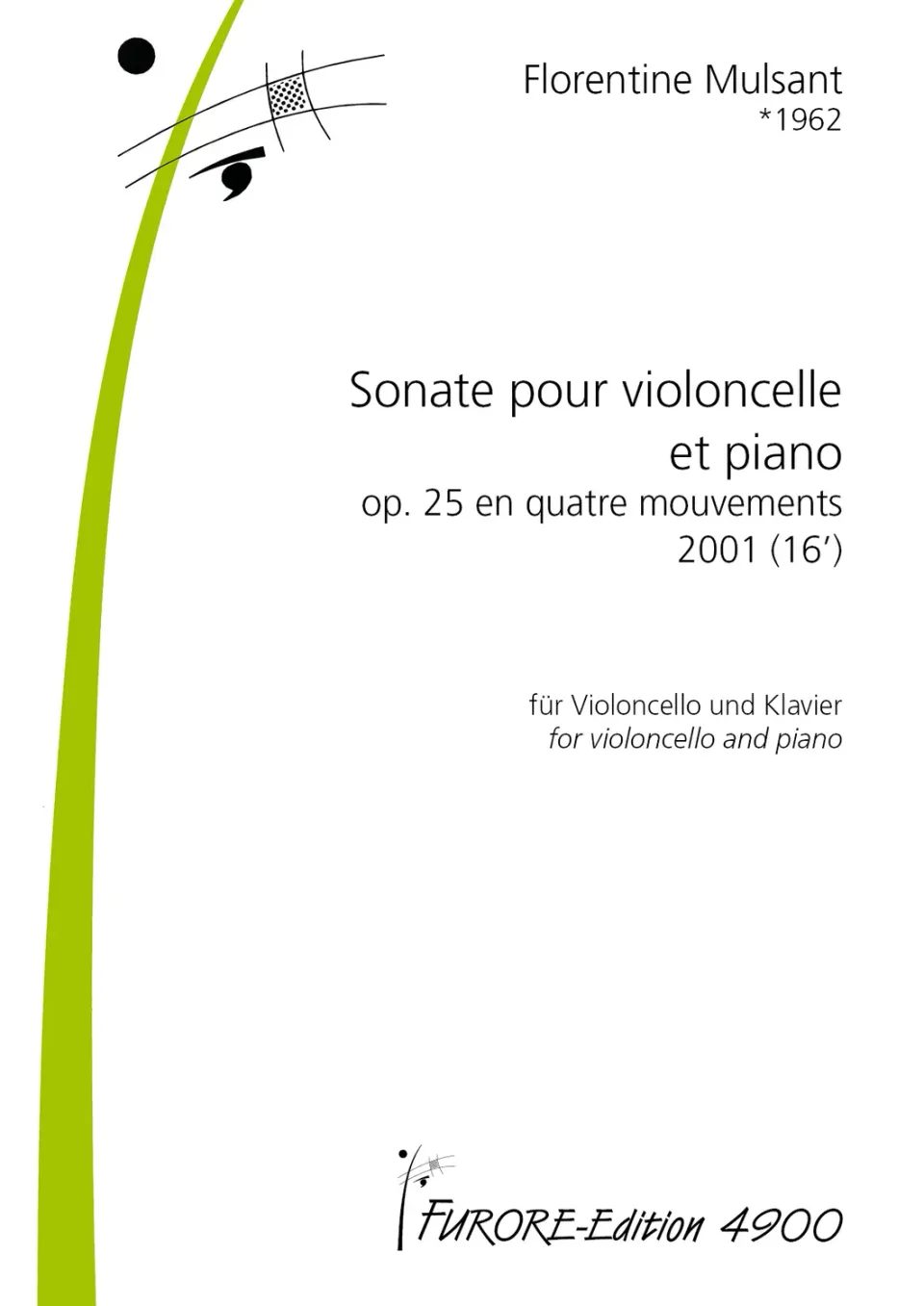Furore Edition Sonate op. 25 Cellonoten Cello Klavier