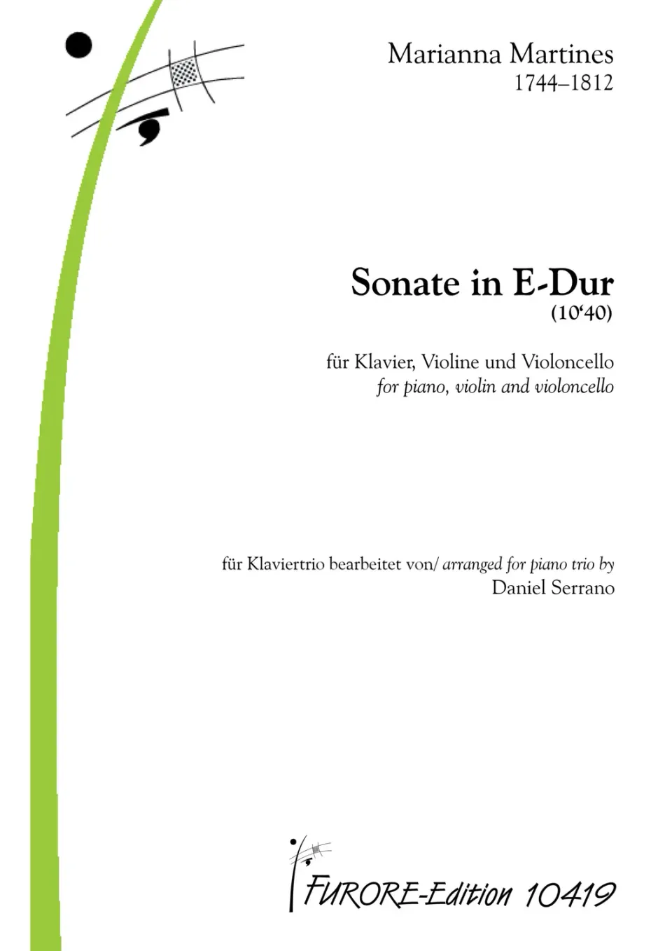 Furore Edition Martines Sonate E-Dur Klaviertrio Noten