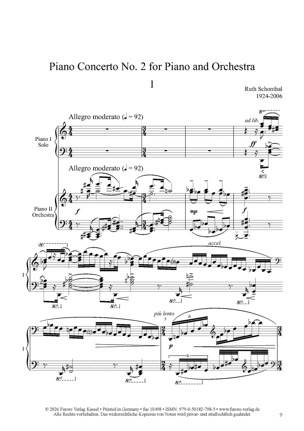 Furore Edition Concerto No. 2 Klaviernoten für zwei Klaviere