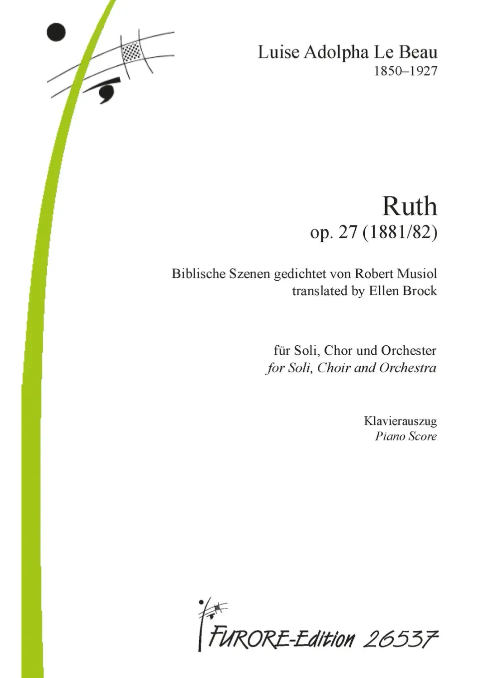 Furore Edition Ruth op. 27 Biblische Szenen Klavierauszug