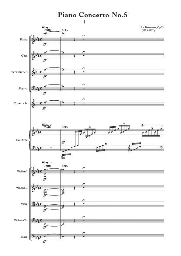 Artaria Beethoven Klavierkonzert Nr.5 op.73 Noten Bläser Streichquintett