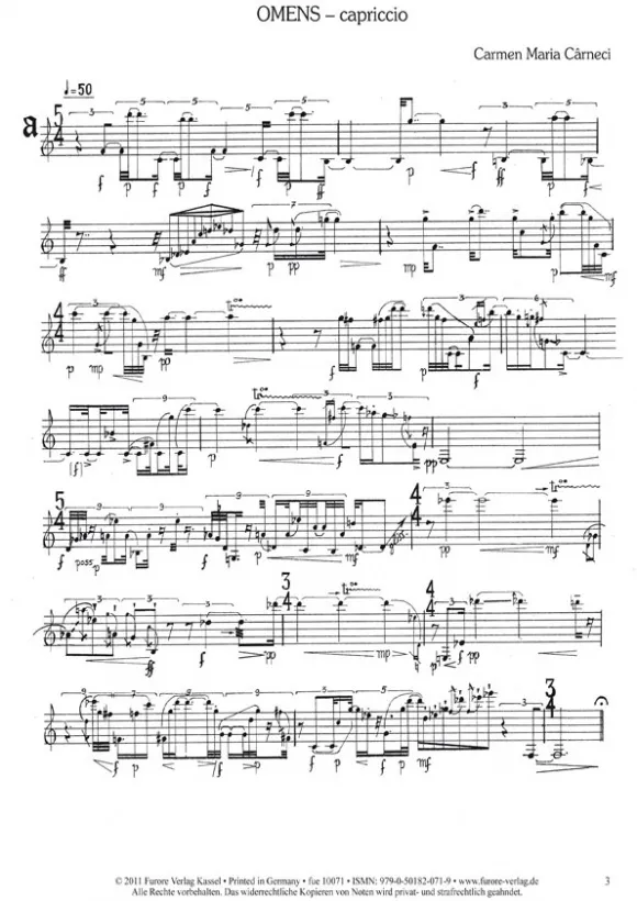 Furore Edition OMENS capriccio Partitur für Klarinette