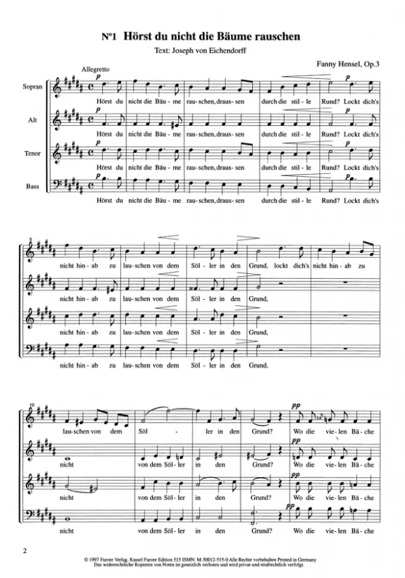 Furore Edition Gartenlieder op. 3 Chorpartitur gemischter Chor