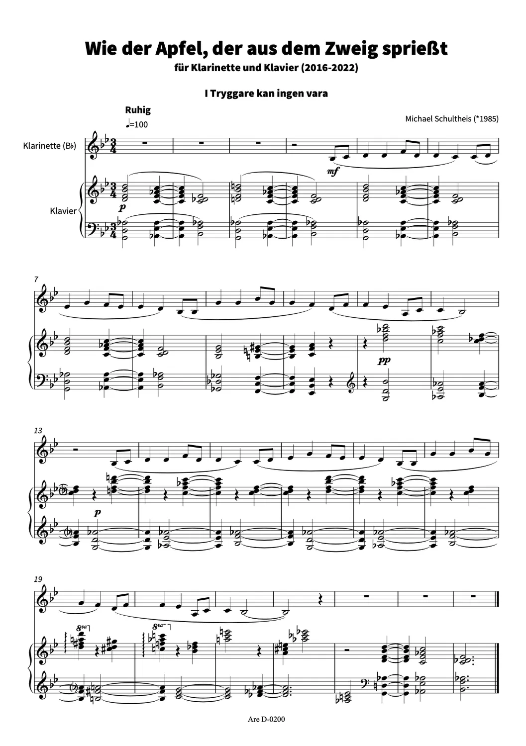 Are Musik Verlag Wie der Apfel Noten Schultheis
