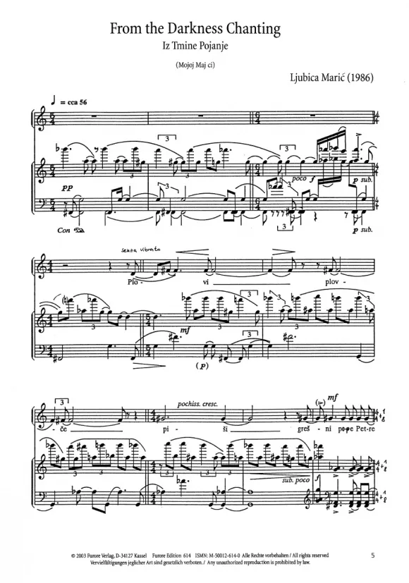 Furore Edition From the Darkness Chanting Kantate Mezzosopran Klavier