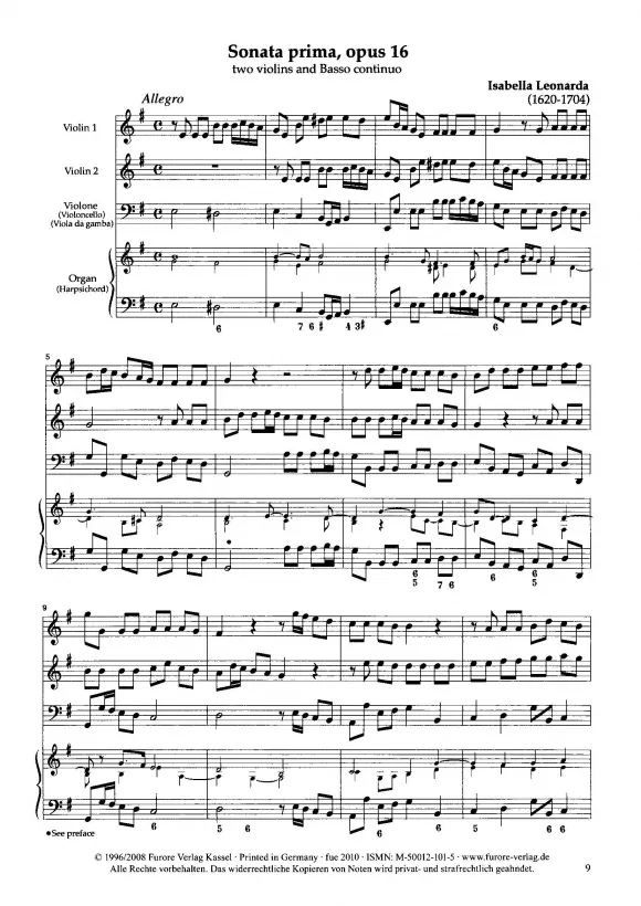 Furore Edition Sonate Nr. 1 op. 16 Streichtrio-Noten