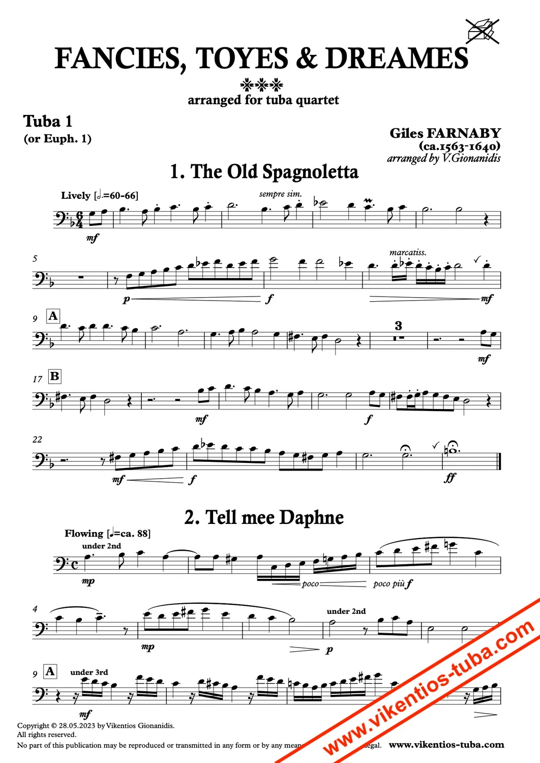 Vikentios Gionanidis Fancies, Toyes & Dreames Noten für Tubaquartett