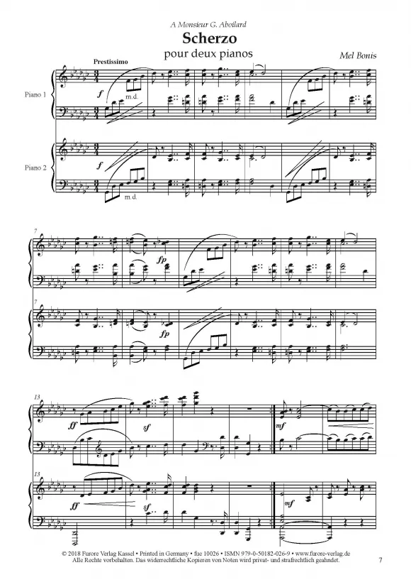 Furore Edition Vol. 09 Pieces for 2 pianos Noten zwei Klaviere