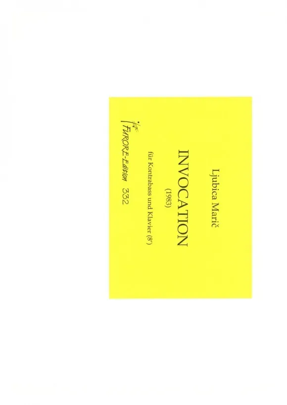 Furore Edition Invocation Noten Kontrabass Klavier schwer