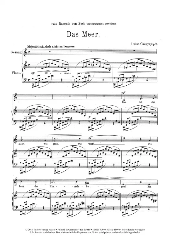 Furore Edition Das Meer: Lieder für Singstimme und Klavier Noten