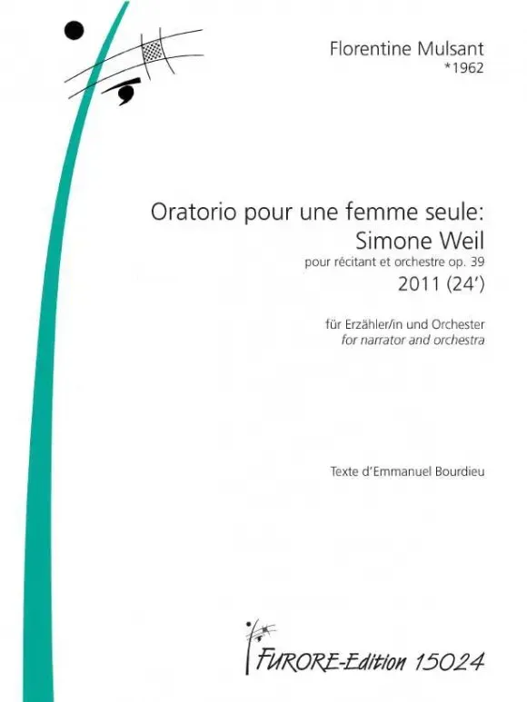 Furore Edition Oratorio pour une femme seule Simone Weil op.39 Leihmaterial