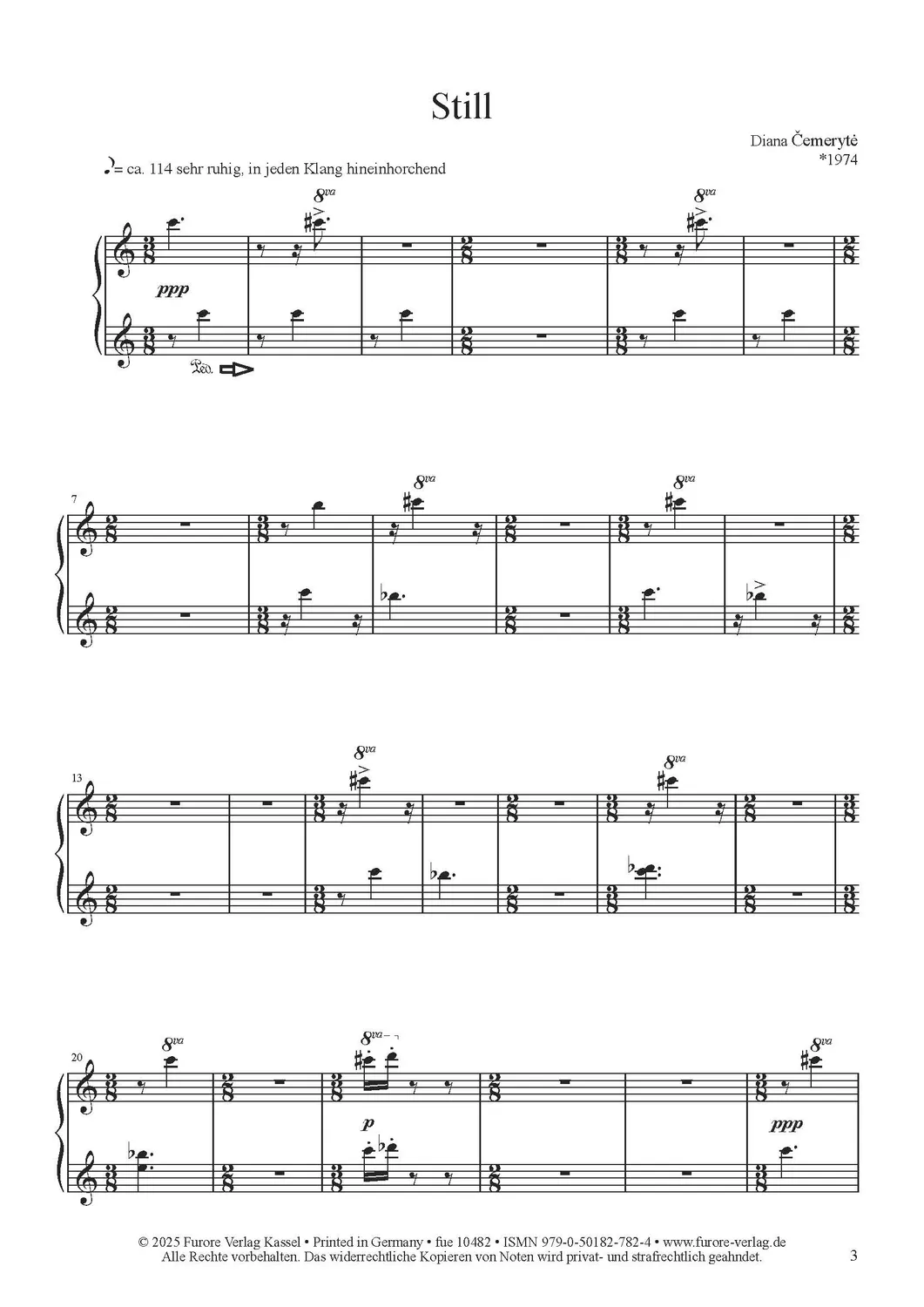 Furore Edition Still for piano solo Klaviernoten