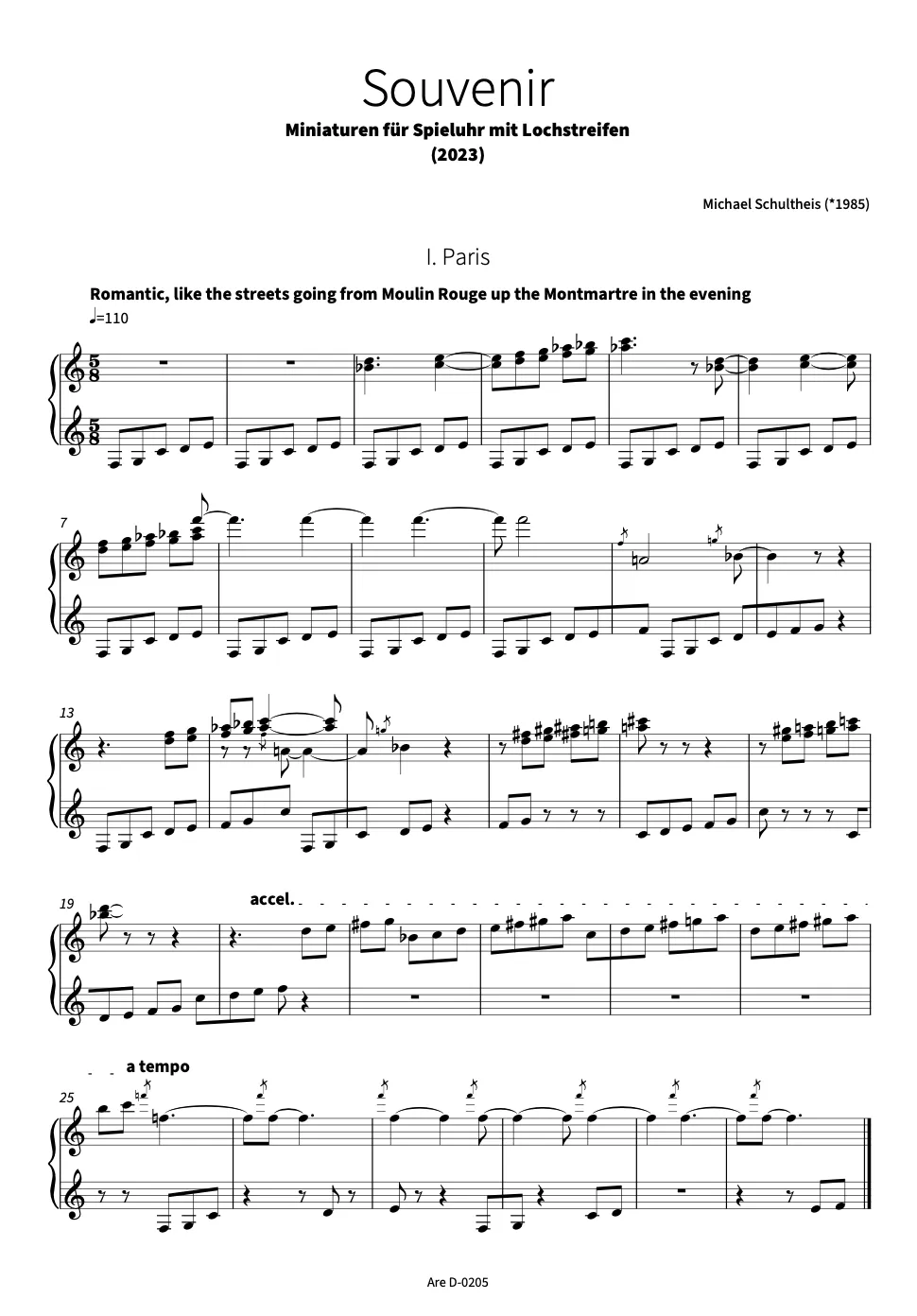 Are Musik Verlag Schultheis Souvenir 2023 Noten