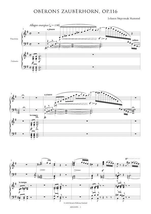 Artaria Hummel Oberons Zauberhorn Op.116 AE422 Partitur