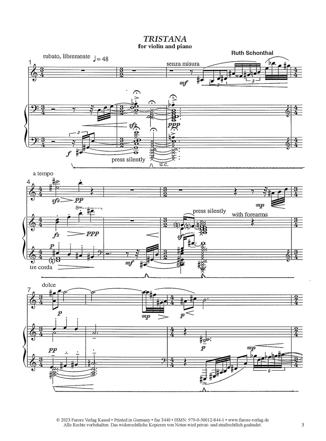 Furore Edition Tristana für Violine und Klavier (1999) Noten