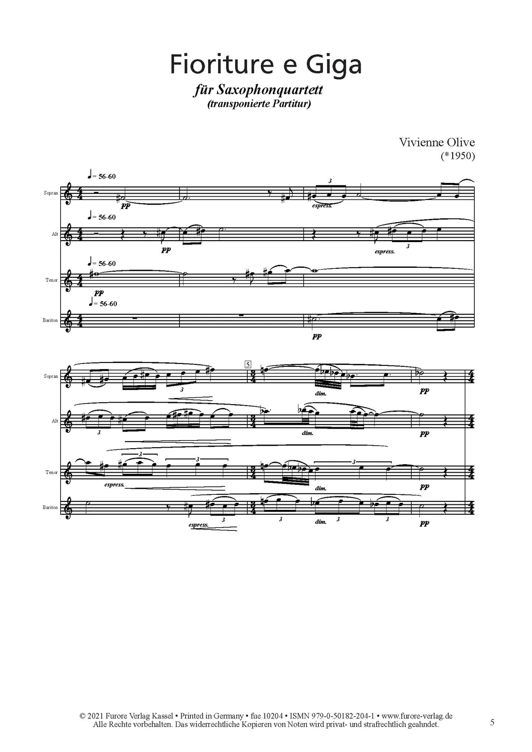 Furore Edition Fioriture e Giga Noten für Saxophonquartett