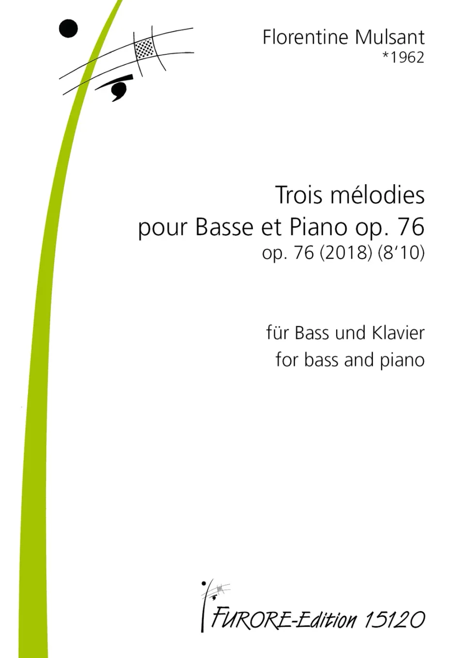 Furore Edition Trois mélodies op. 76 Noten Bass Klavier