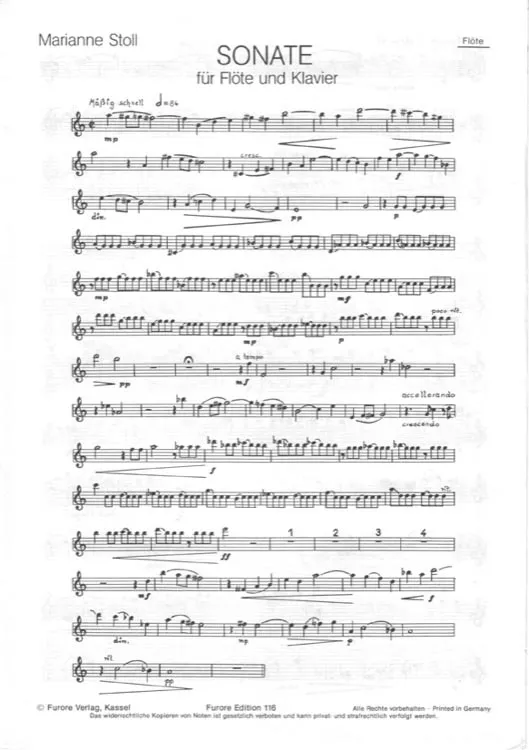 Furore Edition Sonate für Flöte und Klavier Noten mittel